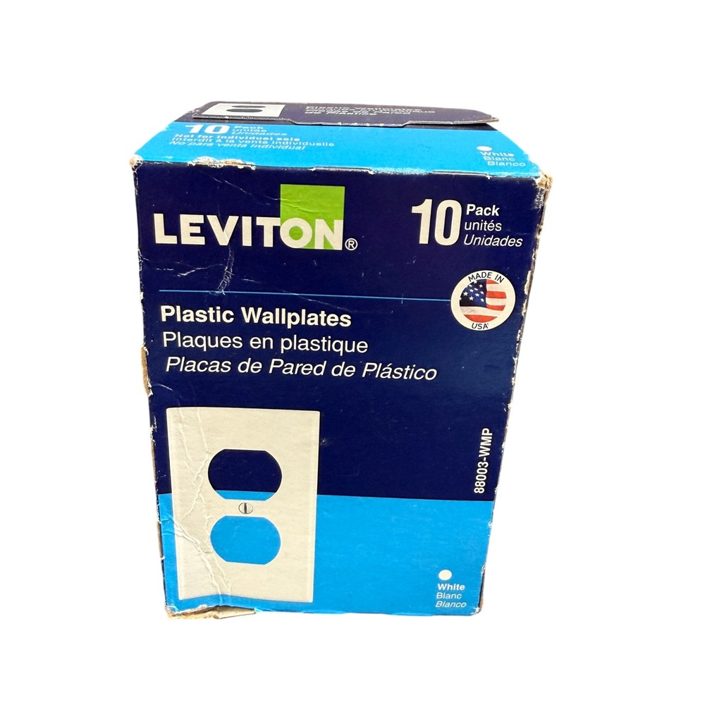 Pack of 10 Leviton 88003-WMP 1-Gang Duplex Outlet Receptacle Wallplate White